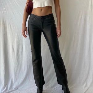 Guess Vintage Leather Pants with Stitching Across Knee